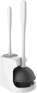 Compact Size Floor Standing Plastic Toilet Brush Set with Rubber Unclogging Suction Splash-Proof