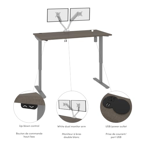 Bestar Bark Grey / 60W x 30D / Modern Monitor Stands