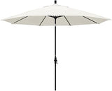 California Umbrella 11' Round Aluminum Market Umbrella, Crank Lift, Collar Tilt, Black Pole