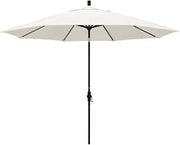 California Umbrella 11' Round Aluminum Market Umbrella, Crank Lift, Collar Tilt, Black Pole
