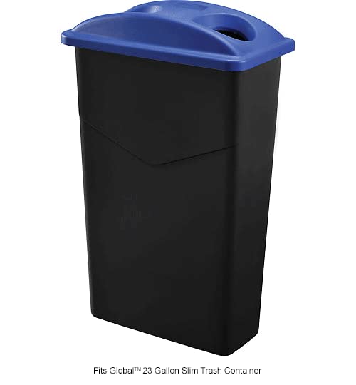 Bottles & Cans Recycling Lid for Slim Trash Container by Global Industrial – 23.0 gallons, Plastic, Blue, Model A-PR004BL