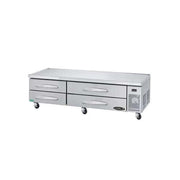 Stainless Steel 4 Drawer Chef Base with 5" Swivel Castors and 2 Front Brakes by Kool-It – 83 inches, Stainless Steel, Model KCB-83-4