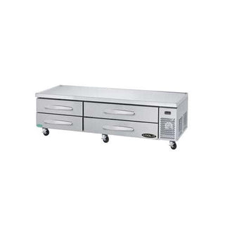 Stainless Steel 4 Drawer Chef Base with 5" Swivel Castors and 2 Front Brakes by Kool-It – 83 inches, Stainless Steel, Model KCB-83-4