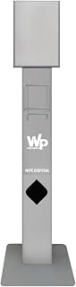 WIPESPLUS Cart Wipe Stand Wipe Bucket Holder with Built in Trash Recepticle for Supermarkets, Retail, and Business, 22 Inches, Gray