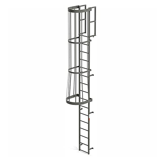 EGA Steel Fixed Cage Ladder by EGA Products – 44.25"L x 31"W x 50"H, Alloy Steel, Gray, Model FC16