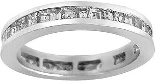 2Ct Princess Cut Moissanite Channel Set Eternity Wedding Band White Gold Plated