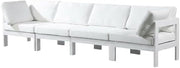 White Fabric Outdoor Patio Modular Sofa, Contemporary Style, 120W X 30D X 34H Inches, Cushioned, Durable Frame, Perfect for Outdoor Lounging