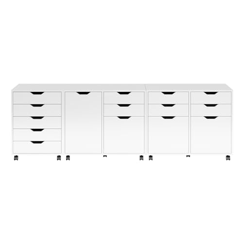 Winsome White / 3 Doors, 12 Drawers / Transitional Storage Cabinets