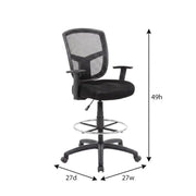 Mesh Task Stool with Adjustable Arms, Drafting Chair with Nylon Base and Dual-Wheel Casters for Standing Desk and Home Office - image 4
