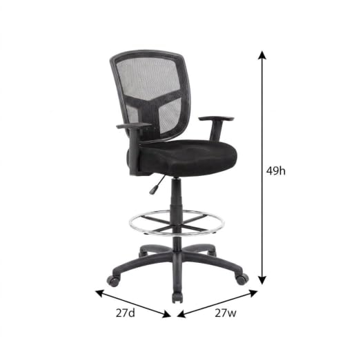 Mesh Task Stool with Adjustable Arms, Drafting Chair with Nylon Base and Dual-Wheel Casters for Standing Desk and Home Office - image 4