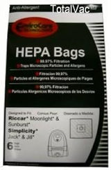 Riccar / Simplicity Vacuum Cleaner HEPA Bags - 6 Bags