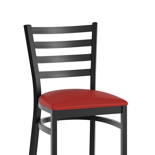 Flash Furniture Red Vinyl Seat/Black Metal Frame / Set of 1 / Traditional Barstools