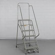 EGA L008 Industrial Rolling Ladder 6-Step, 20" Wide Perforated, Gray, 450Lb. Capacity