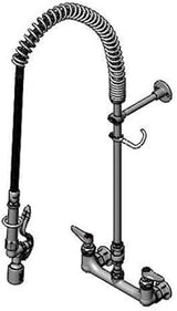 T&S Brass B-0133-CR-V-BCE Pre-Rinse Units, Includes 8" c/c Wall Mount, Vacuum Breaker, B-0230-K, B-0107-C, 18" Riser, Ceramas