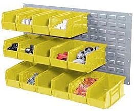 Global Industrial Wall Bin Rack with 18 Yellow Bins, 36x11x19