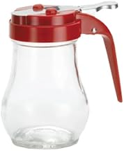 TableCraft 406RE Dispenser, 6 oz., Teardrop Glass, Dishwasher Safe, red ABS top (fits Rack Model Numbers 406-2R & 406-3R)