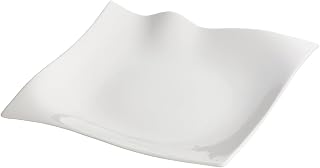 Winco WDP010-101, 9-Inch Ardesia Falette Porcelain Square Platters, Serving Salad Bowl, Dinner Plates, Bright White, 12-Piece/CS