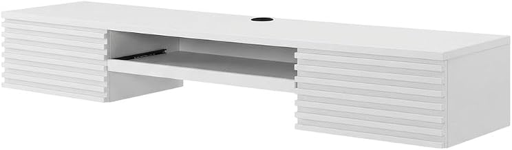 White Render Wall Mount Wood Desk, Space-Saving Design, Sturdy Wood, for Computer workstations, Modern Office, Lightweight 47 lb