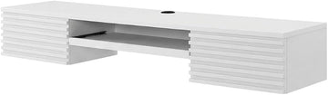 White Render Wall Mount Wood Desk, Space-Saving Design, Sturdy Wood, for Computer workstations, Modern Office, Lightweight 47 lb