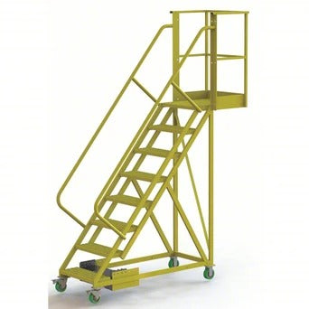 Tri-Arc Manufacturing Steel Rolling Ladder, 300 lb. Capacity, Yellow - 122"