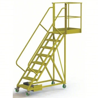 Tri-Arc Manufacturing Steel Rolling Ladder, 300 lb. Capacity, Yellow - 122"