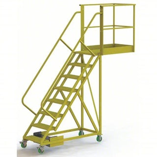 Tri-Arc Manufacturing Steel Rolling Ladder, 300 lb. Capacity, Yellow - 122"