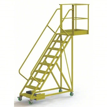 Tri-Arc Manufacturing Steel Rolling Ladder, 300 lb. Capacity, Yellow - 132"