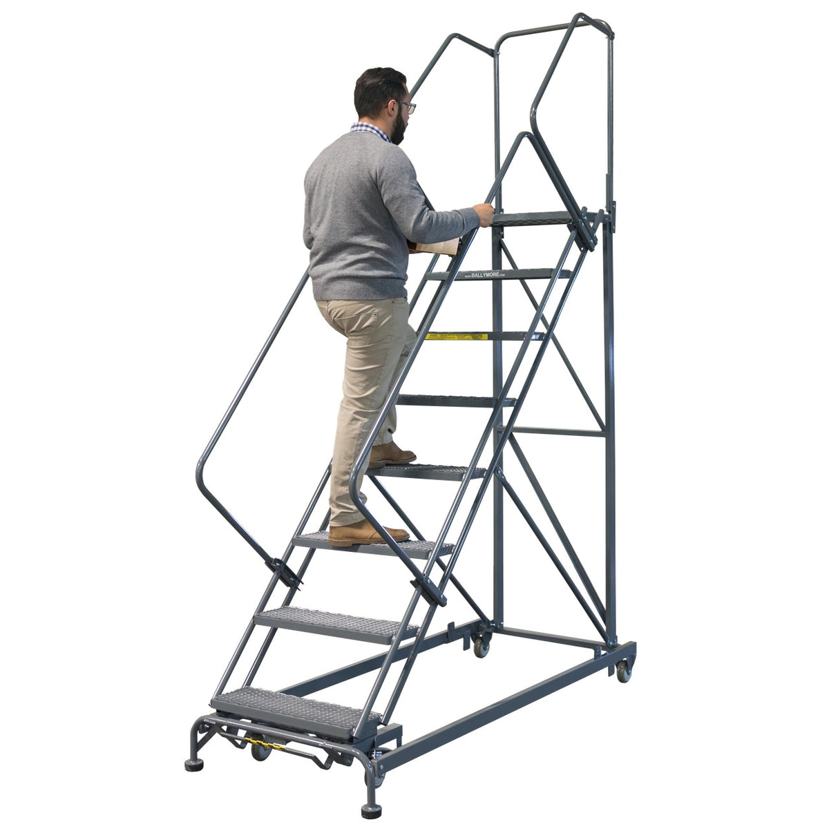 Ballymore HDS Steel Stairway Slope Ladder, 600 lb. Capacity, Gray - 113"
