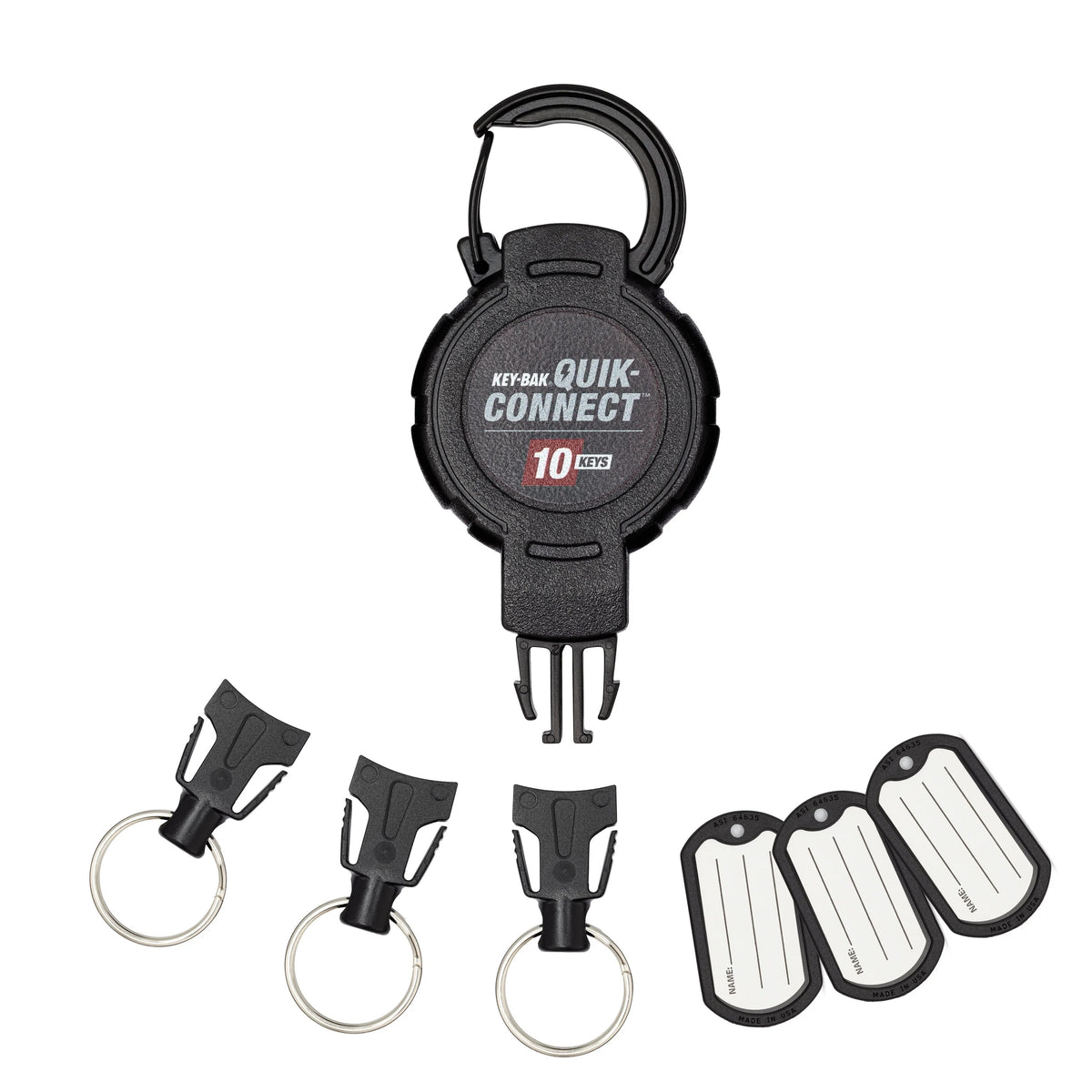 KEY-BAK 0KM2 DuPont Kevlar Keychain, 2" x 5 1/2", Black - 10 Keys