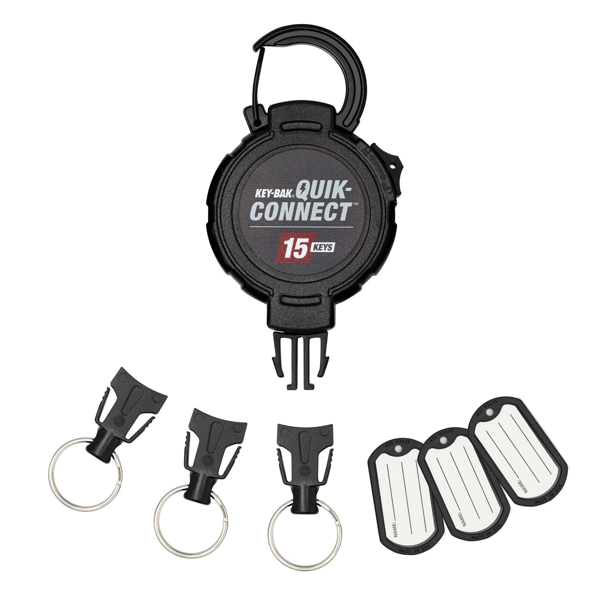 KEY-BAK 0KM2 DuPont Kevlar Keychain, 2" x 5 1/2", Black - 15 Keys