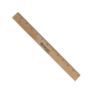 Westcott 10375 Wood Ruler, 12" Long, Brown - Default Title