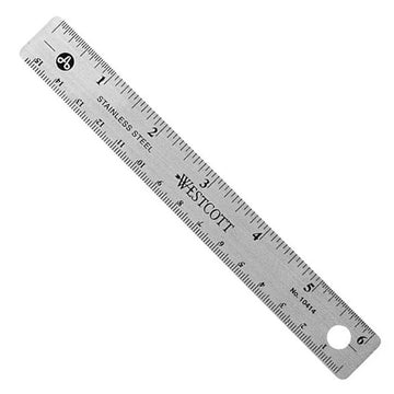 Westcott 10414 Plastic Ruler, 6" Long, Silver - Default Title