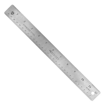 Westcott 10415 Plastic Ruler, 12" Long, Silver - Default Title