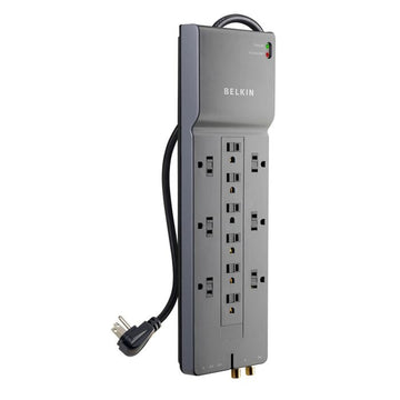 Belkin BE11223008 Surge Protector, 12 Outlets, Gray - Default Title