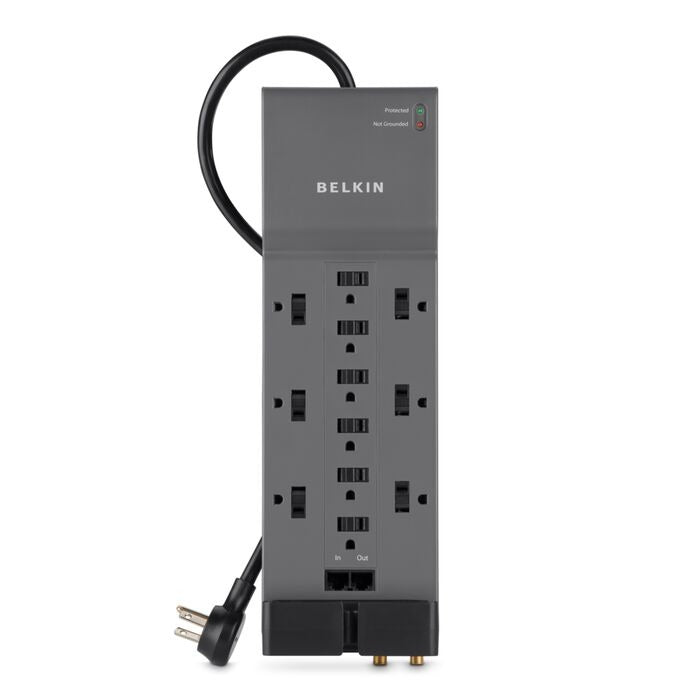 Belkin BE11223410 Surge Protector, 12 Outlets, Gray - Default Title