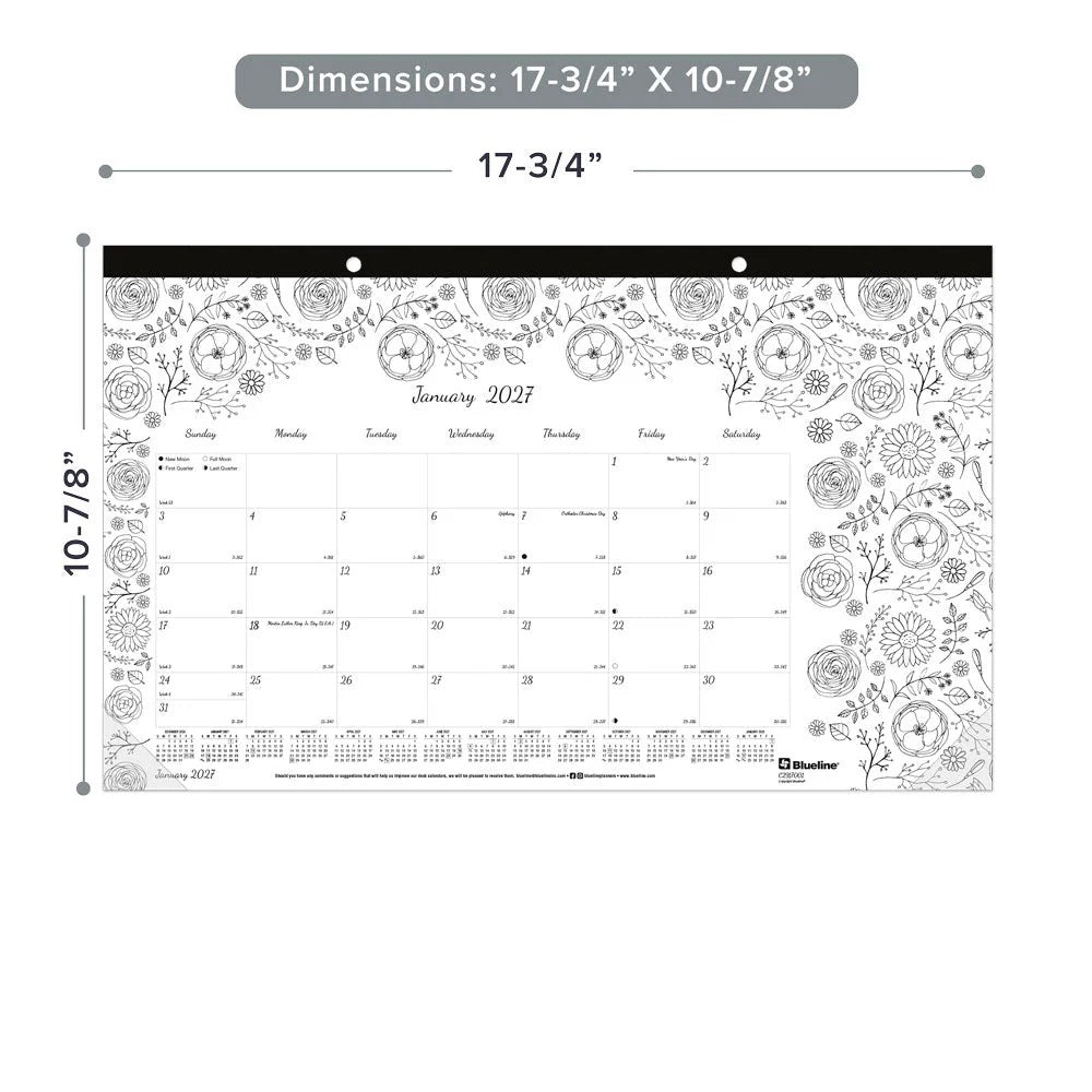 Blueline C2917001 Paper Monthly January, 10 7/8" x 17 3/4", White - photo 2