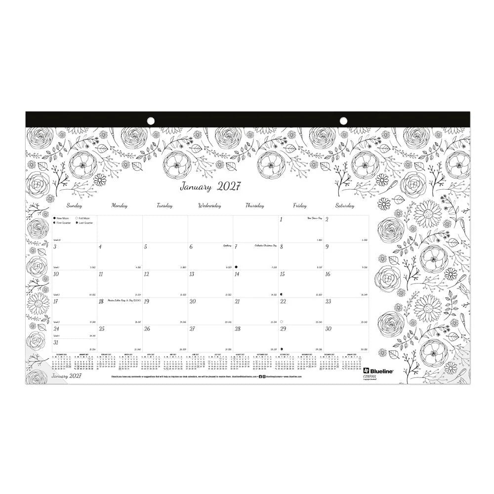 Blueline C2917001 Paper Monthly January, 10 7/8" x 17 3/4", White - Default Title