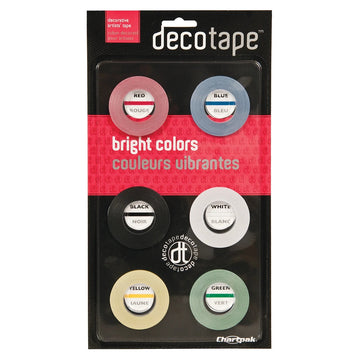 Chartpak DEC001 Tape, 1/8" 3 Millimeters x 324" 9.8 Meters, Assorted, 6/Pack - Default Title