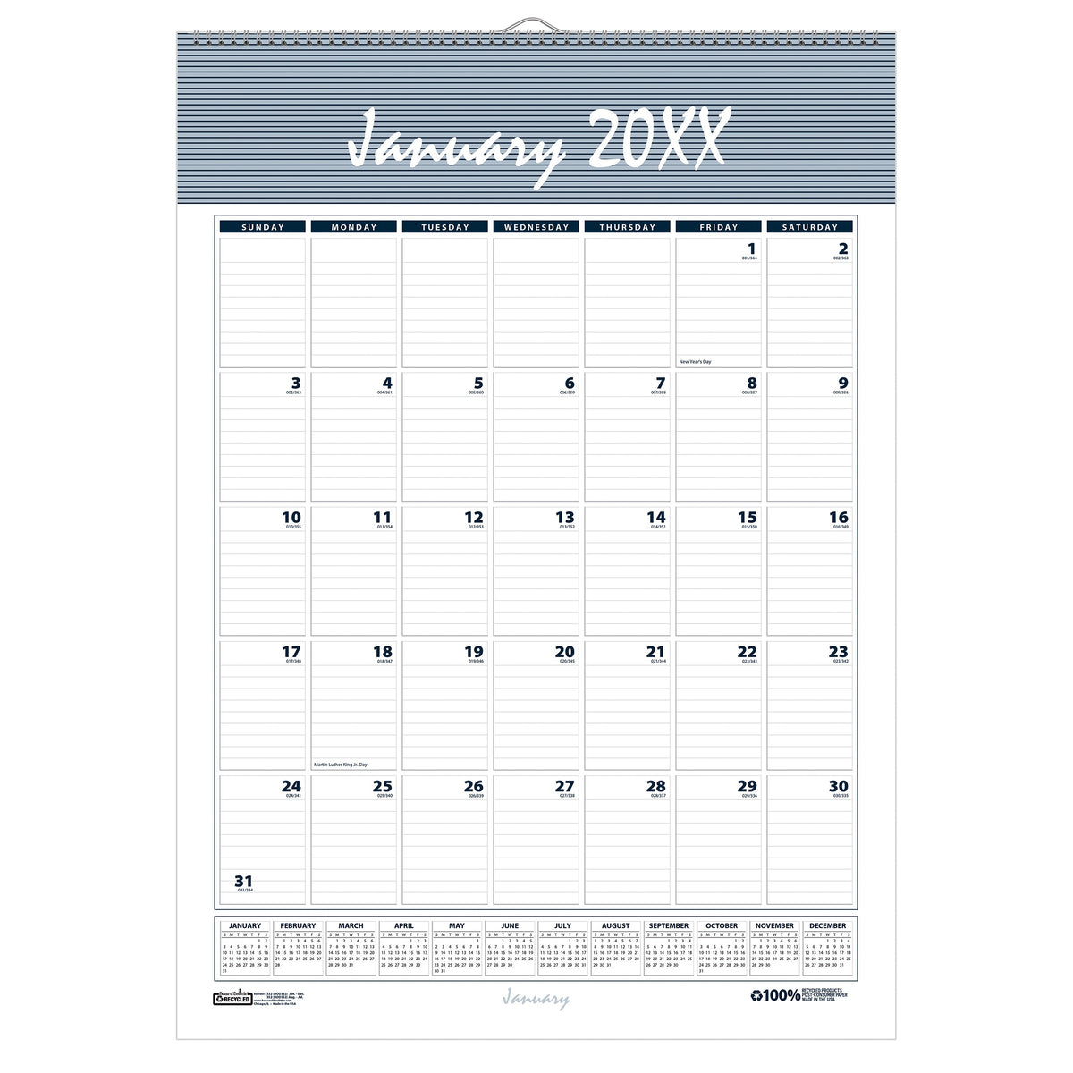 House of Doolittle HOD332 Paper Monthly January, 12" x 17", White - Default Title