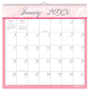 House of Doolittle HOD3671 Monthly January, 12" x 12", Pink - Default Title