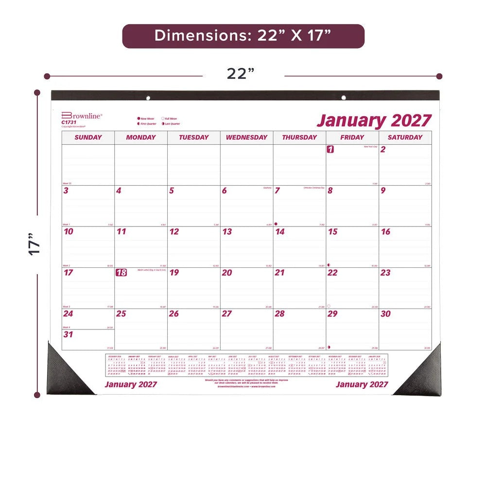 Brownline C1731 Paper Monthly January, 17" x 22", Burgundy - photo 2