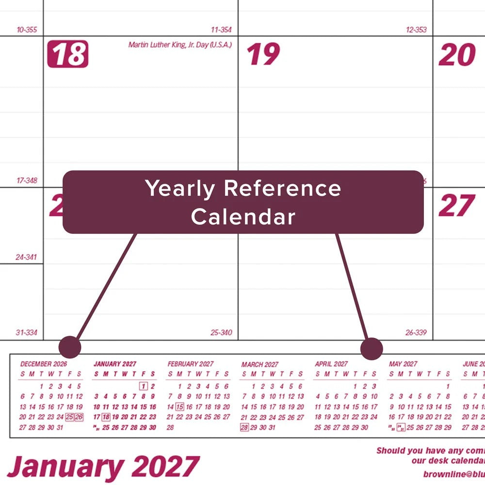 Brownline C1731 Paper Monthly January, 17" x 22", Burgundy - photo 3