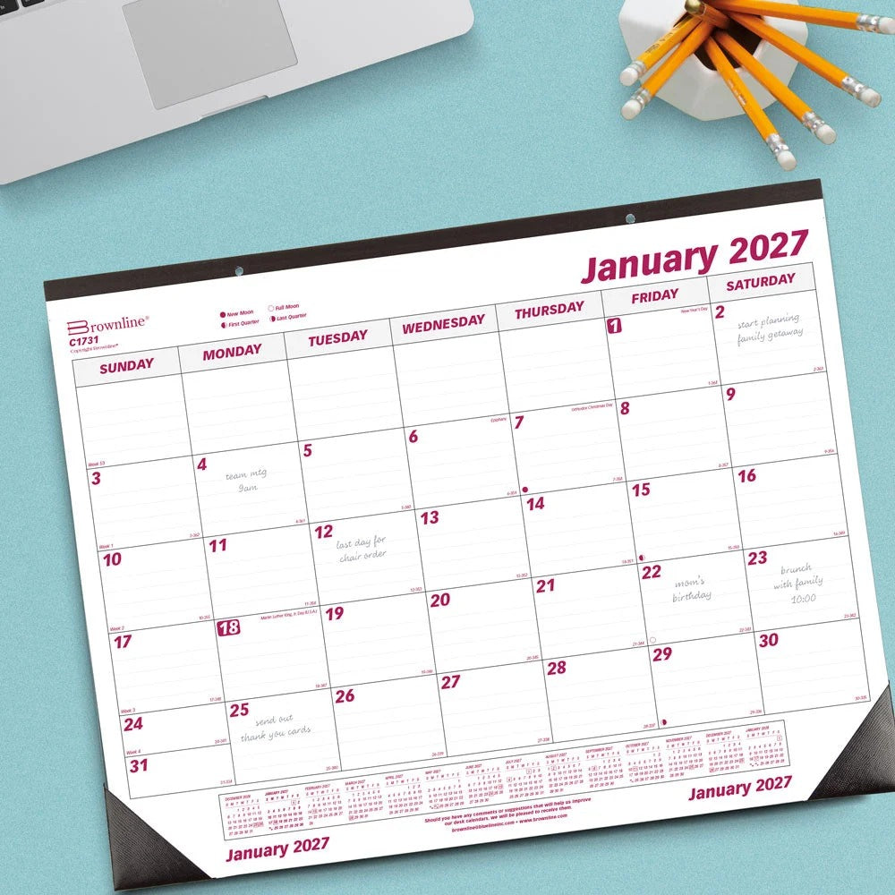 Brownline C1731 Paper Monthly January, 17" x 22", Burgundy - photo 4