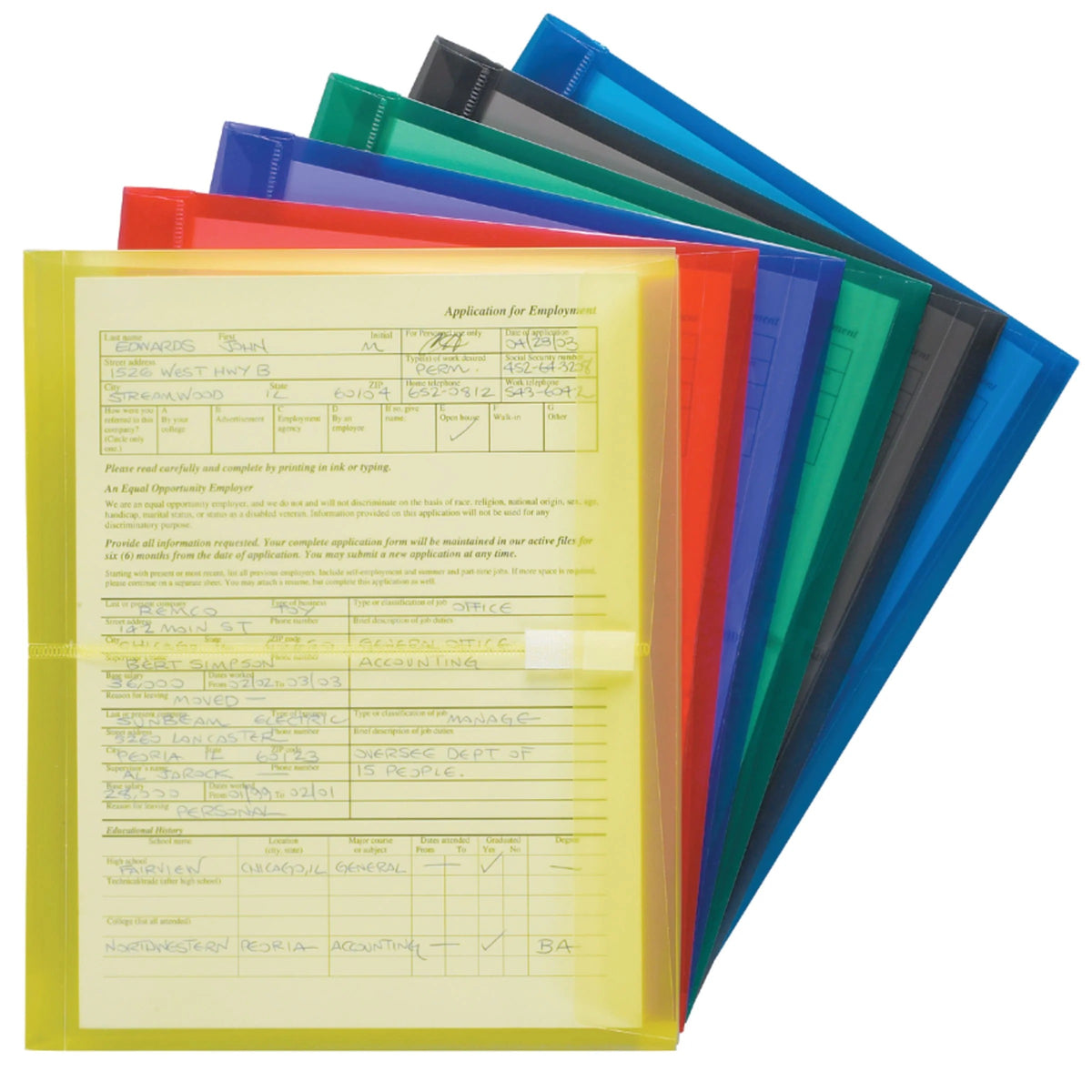 Smead 89669 Polypropylene Poly Envelope, Letter, Assorted, 6/Pack - Default Title