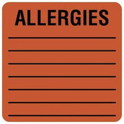 Tabbies 40560 Label Allergies, 2" Wide, Orange, 500/Roll - Default Title