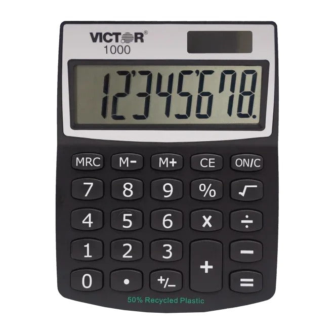 Victor VCT1000 Calculator, 3 1/4" x 4 1/4", Black