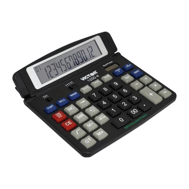 Victor 1200-4 Calculator, 6 3/8" x 7 1/4", Black - photo 2