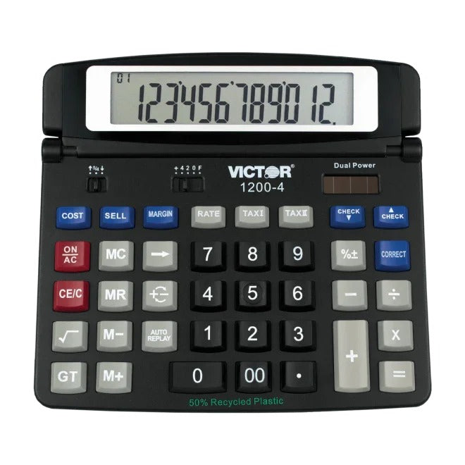 Victor 1200-4 Calculator, 6 3/8" x 7 1/4", Black - Default Title