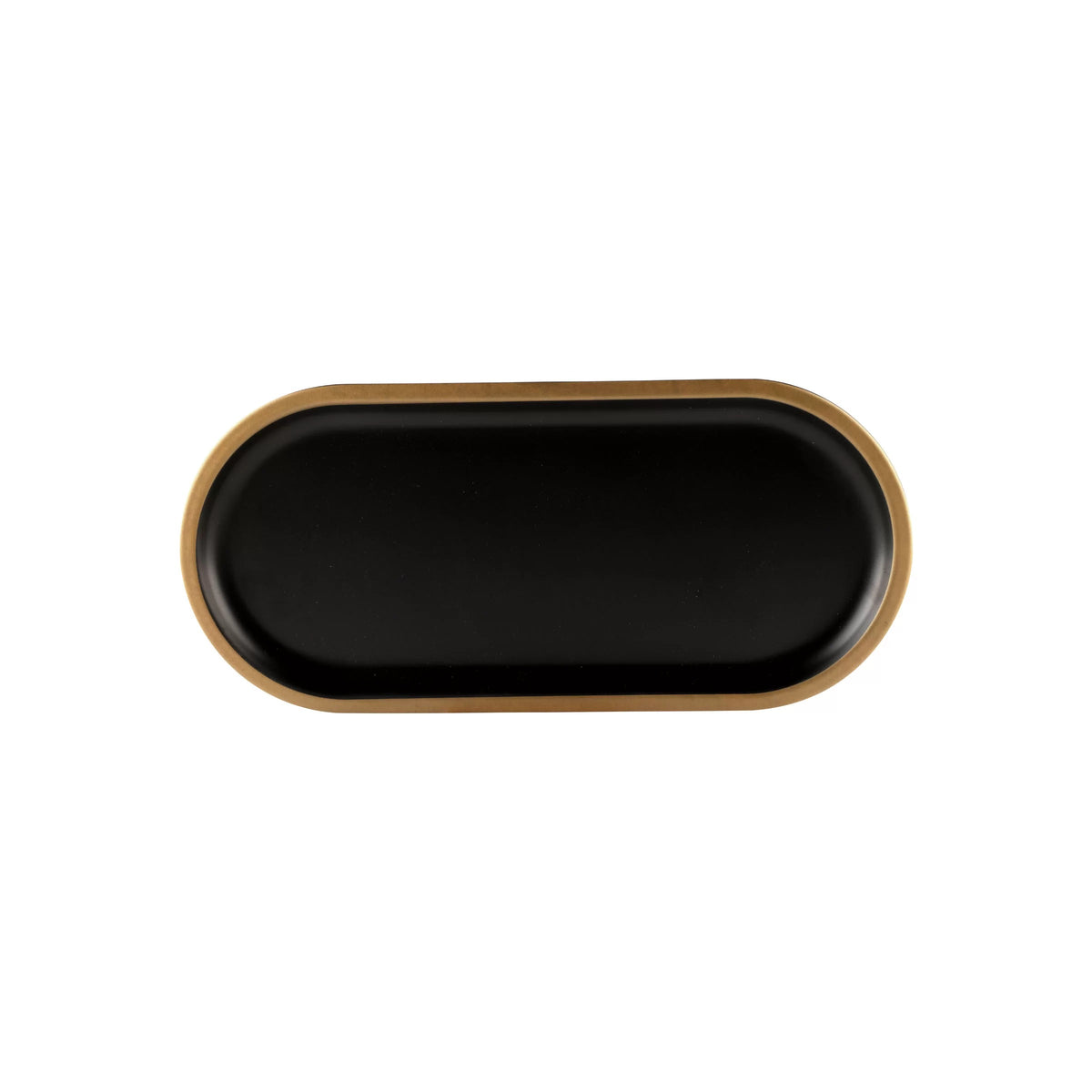 Elite Global Solutions B251127 Kobe Black Melamine Plate, 5 7/8" x 12 5/8", 6/Case - Black Gold