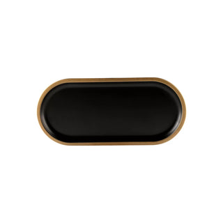 Elite Global Solutions B251127 Kobe Black Melamine Plate, 5 7/8" x 12 5/8", 6/Case - Black Gold